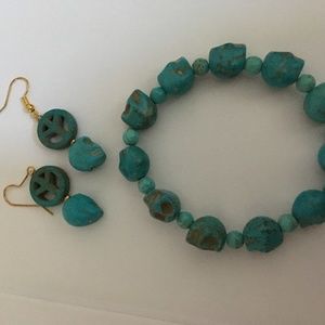 Skull stretch Bracelet and Earrings